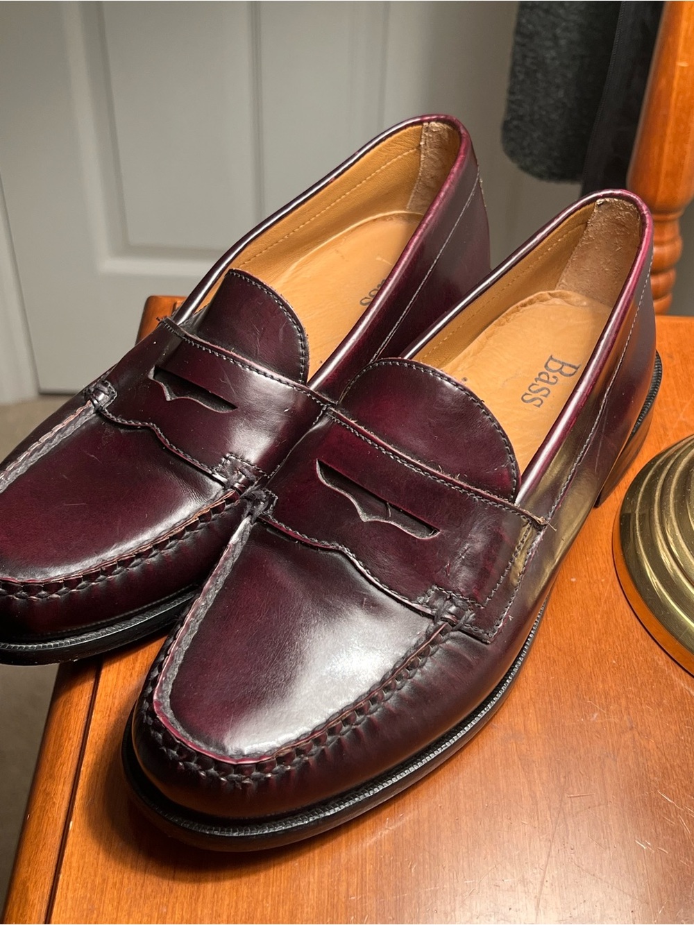 Bass Men’s Burgundy Leather Penny Loafers